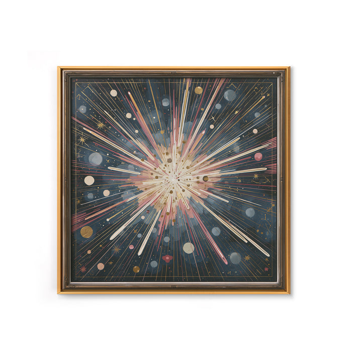 Meteor Shower over Black Sky Canvas Print, Space Art, Canvas, Spa Decor, Serenity, Living Room Wall Art, Retro Wall Art, SAR-1x1-23