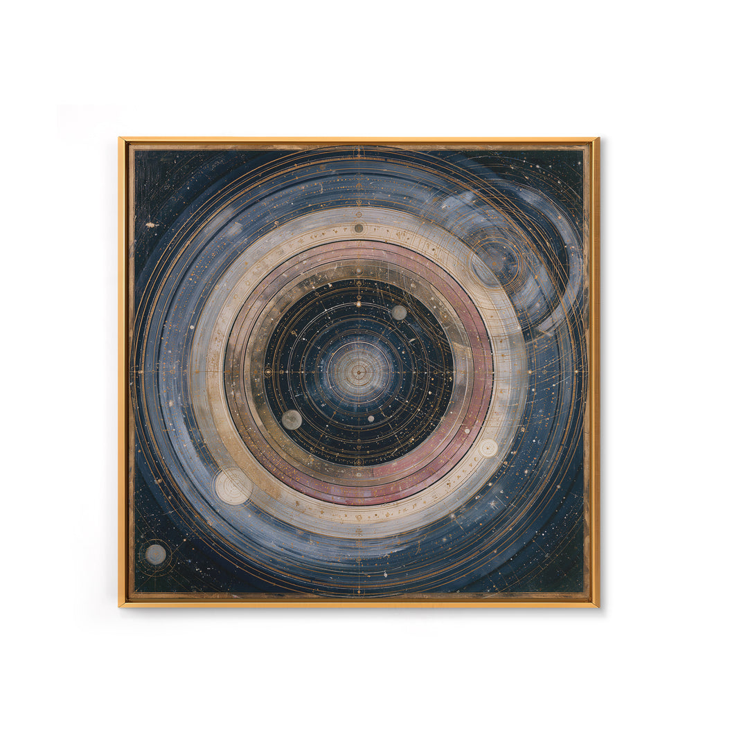 Planetary Rings Made of Ice and Light Framed Canvas Print, Space Art, Minimalist Wall Art, Spa Decor, Abstract Art, Serenity, SAR-1x1-42
