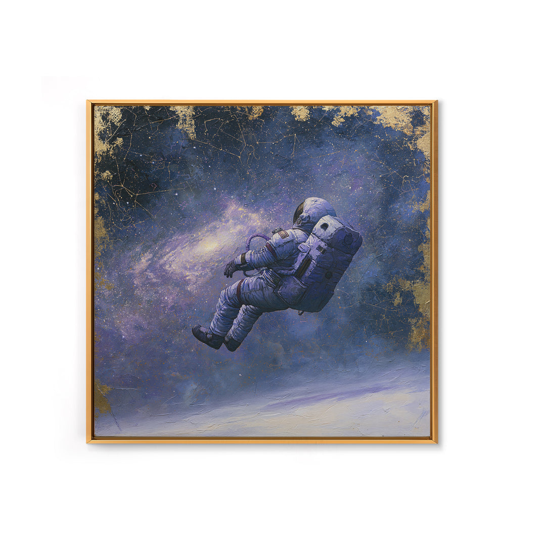 Astronaut Floating Near a Glowing Galaxy Framed Canvas Print, Space Art, Gallery Decor, Spa Decor, Oil Painting, Serenity, SAR-1x1-51