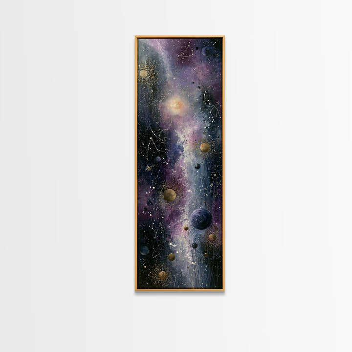 Cosmic Garden with Planets as Flowers Canvas Print, Space Art, Boho Decor, Spa Decor, Fine Art, Serenity, Painting, Posters, SAR-1x3-1