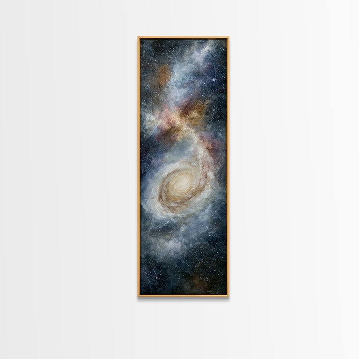 Galaxy Spiral in Jewel Tone Paint Canvas Print, Space Art, Living Room Wall Art, Spa Decor, Oil Painting, Serenity, SAR-1x3-27