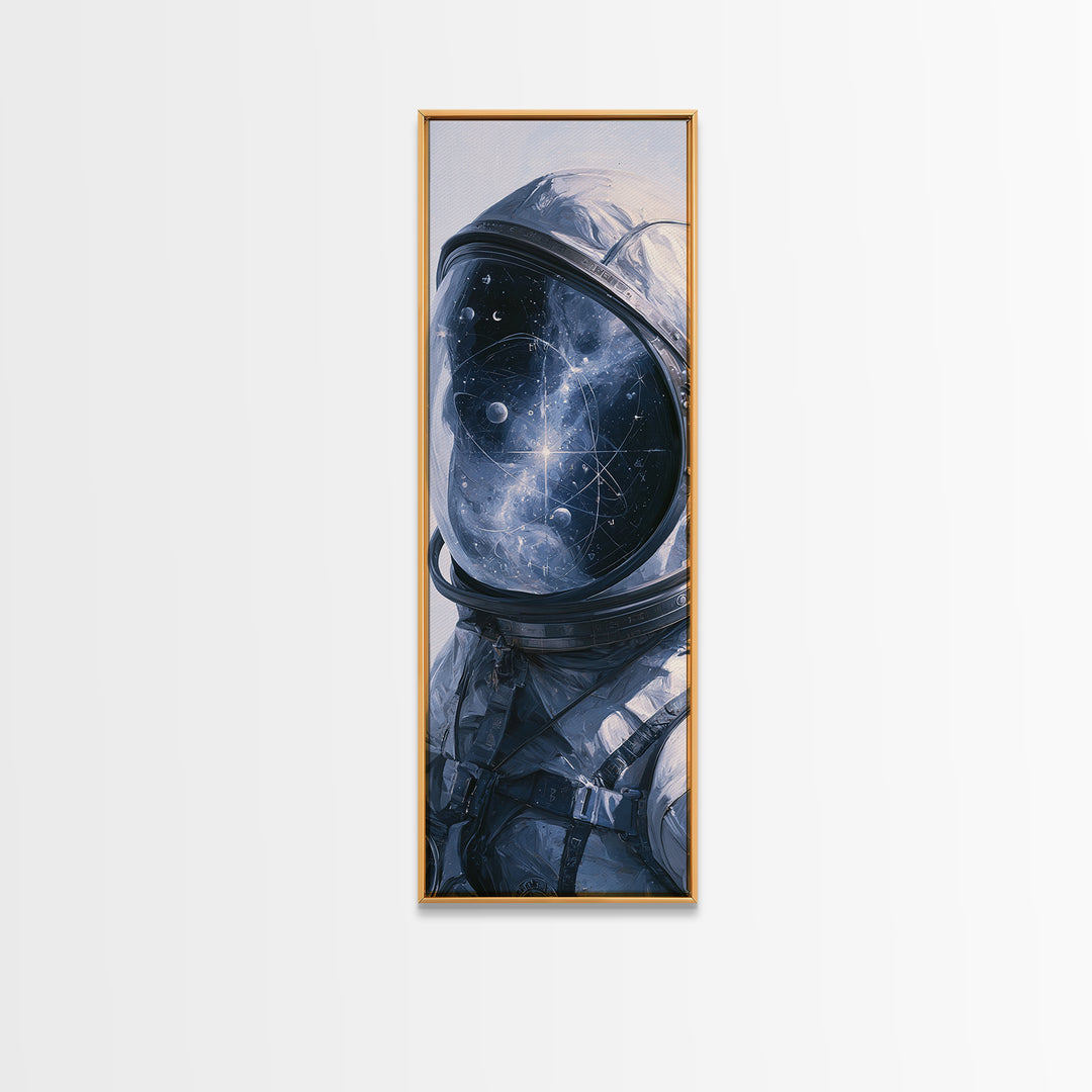 Astronaut Helmet Reflecting a Nebula Framed Canvas Print, Space Art, Canvas Wall Art, Spa Decor, Serenity, Gallery Decor, SAR-1x3-52