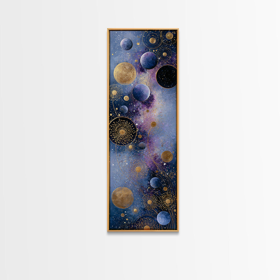 Cosmic Garden with Planets as Flowers Canvas Print, Space Art, Printable Art, Spa Decor, Oil Painting, Serenity, Modern Decor, SAR-1x3-73