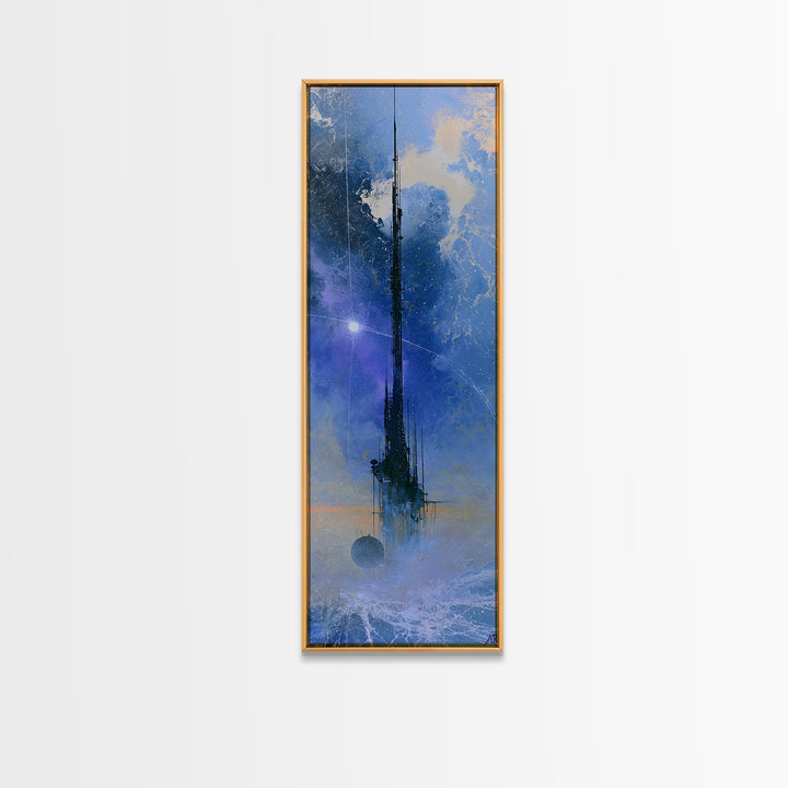 Space Station Silhouetted by Sunrise Framed Canvas Print, Space Art, Retro Wall Art, Spa Decor, Fine Art, Serenity, SAR-1x3-84