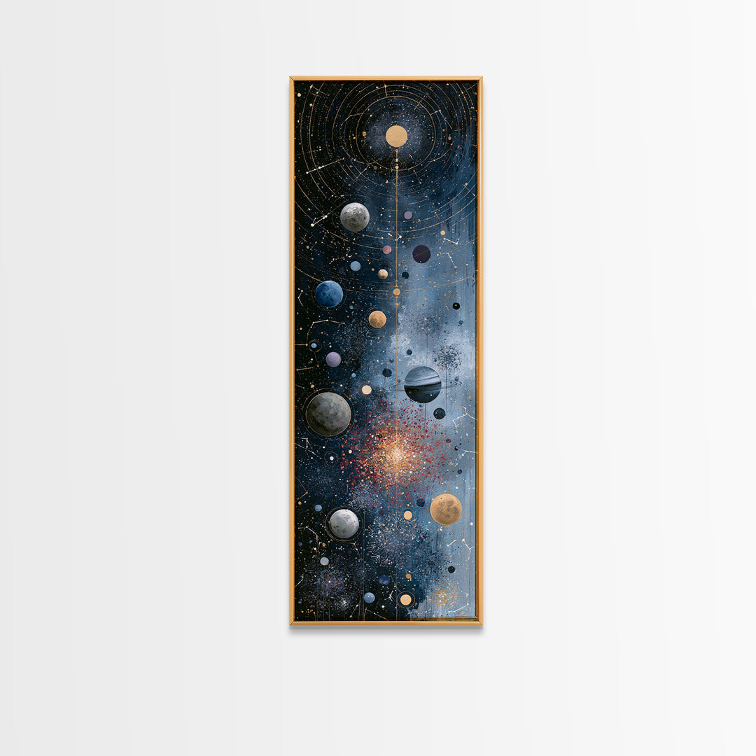 Cosmic Garden with Planets as Flowers Canvas Print, Space Art, Home Decor, Spa Decor, Fine Art, Serenity, Wall Art Prints, SAR-1x3-97
