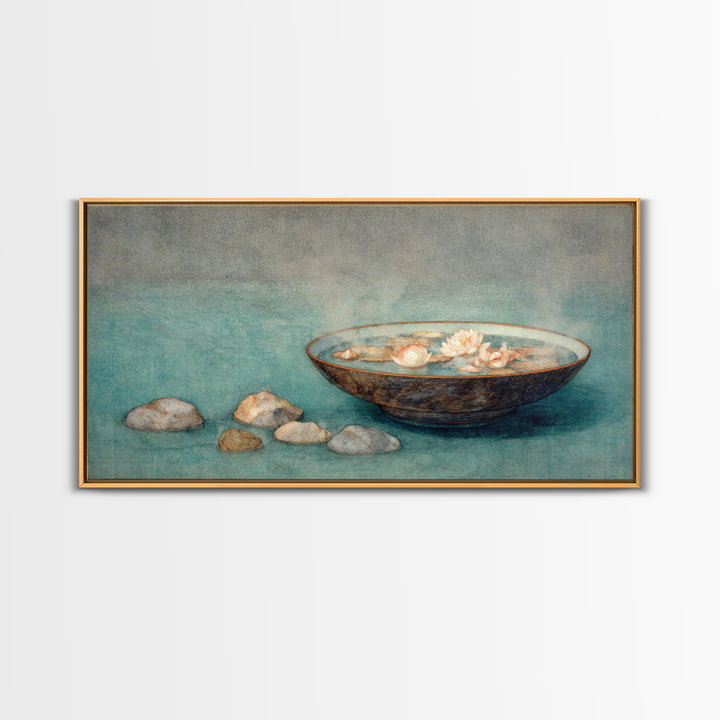 Meteor Shower over Black Sky Framed Canvas Print, Space Art, Minimalist Wall Art, Spa Decor, Fine Art, Serenity, Home Decor, SAR-2x1-19