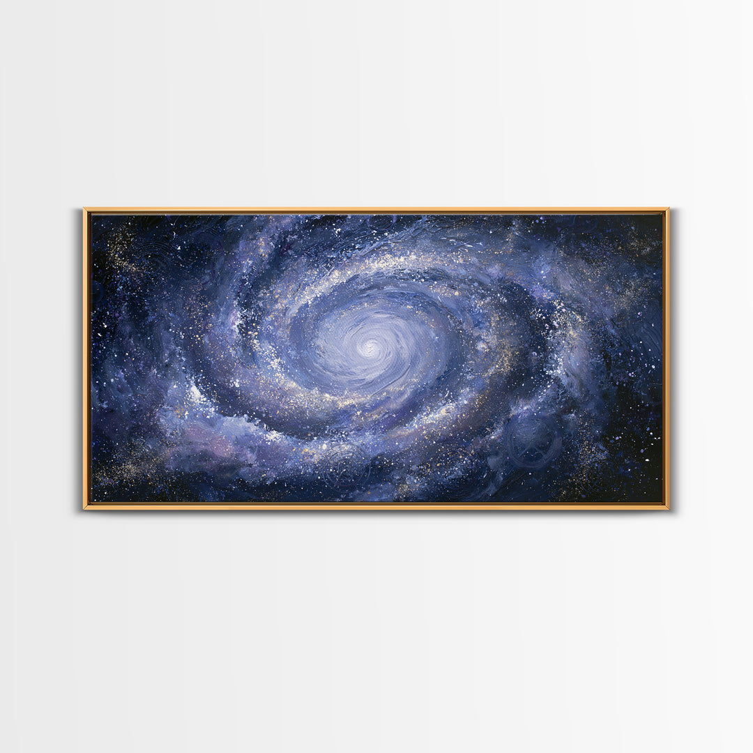 Galaxy Spiral in Jewel Tone Paint Framed Canvas Print, Space Art, Retro Wall Art, Spa Decor, Watercolor Art, Serenity, SAR-2x1-59