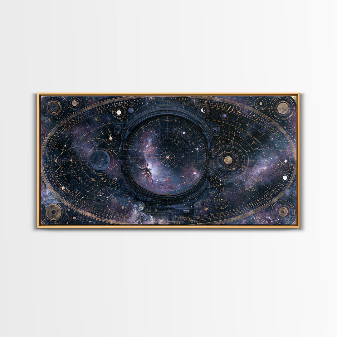 Astronaut Helmet Reflecting a Nebula Framed Canvas Print, Space Art, Room Decor, Spa Decor, Oil Painting, Serenity, SAR-2x1-60