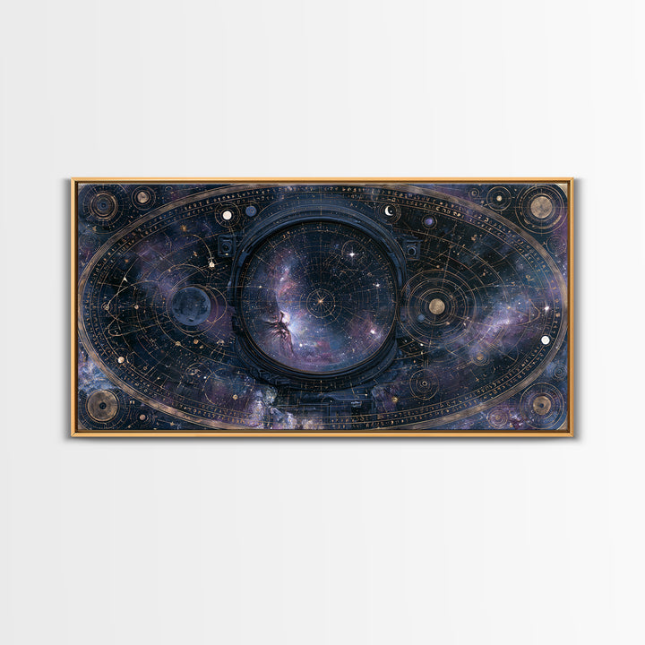 Astronaut Helmet Reflecting a Nebula Framed Canvas Print, Space Art, Room Decor, Spa Decor, Oil Painting, Serenity, SAR-2x1-60