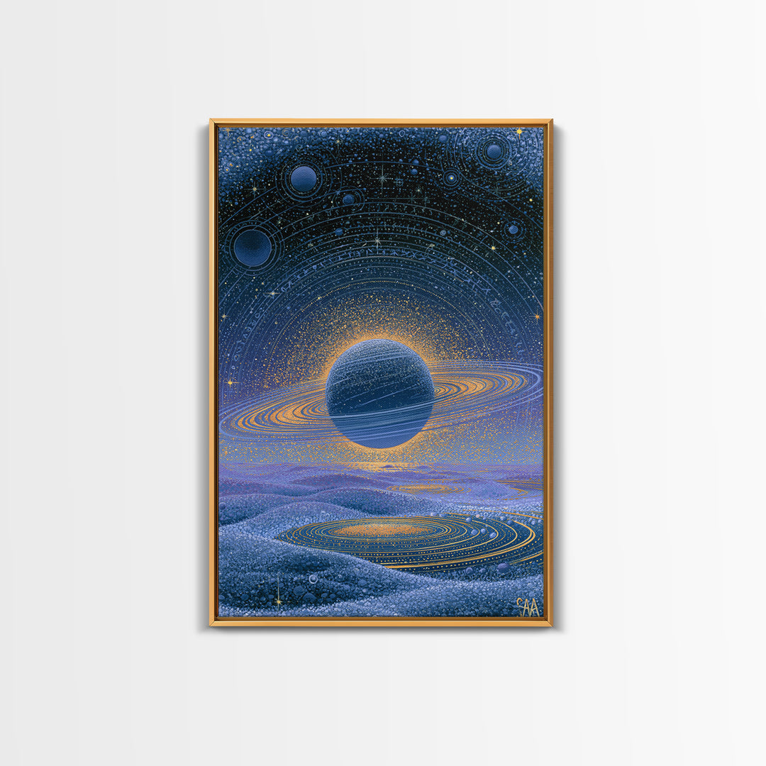 Ringed Planet Rising Canvas Print, Space Art, Wall Decor, Spa Decor, Fine Art, Serenity, Large Wall Art, Canvas Wall Art, SAR-2x3-10