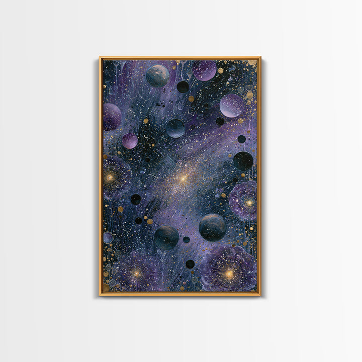Cosmic Garden with Planets as Flowers Canvas Print, Space Art, Printable Art, Spa Decor, Oil Painting, Serenity, Modern Decor, SAR-2x3-45
