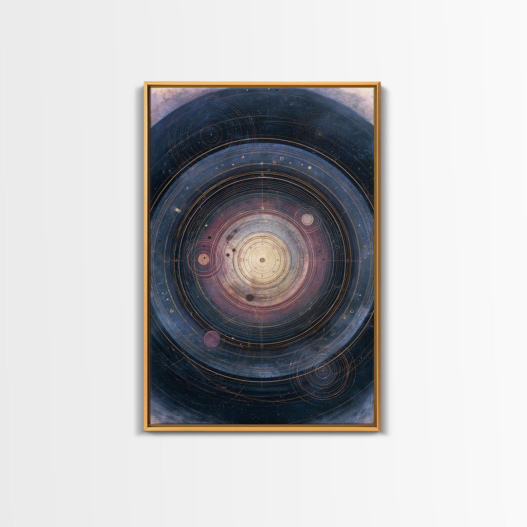Planetary Rings Made of Ice and Light Framed Canvas Print, Space Art, Oil Painting, Spa Decor, Watercolor Art, Serenity, SAR-2x3-74