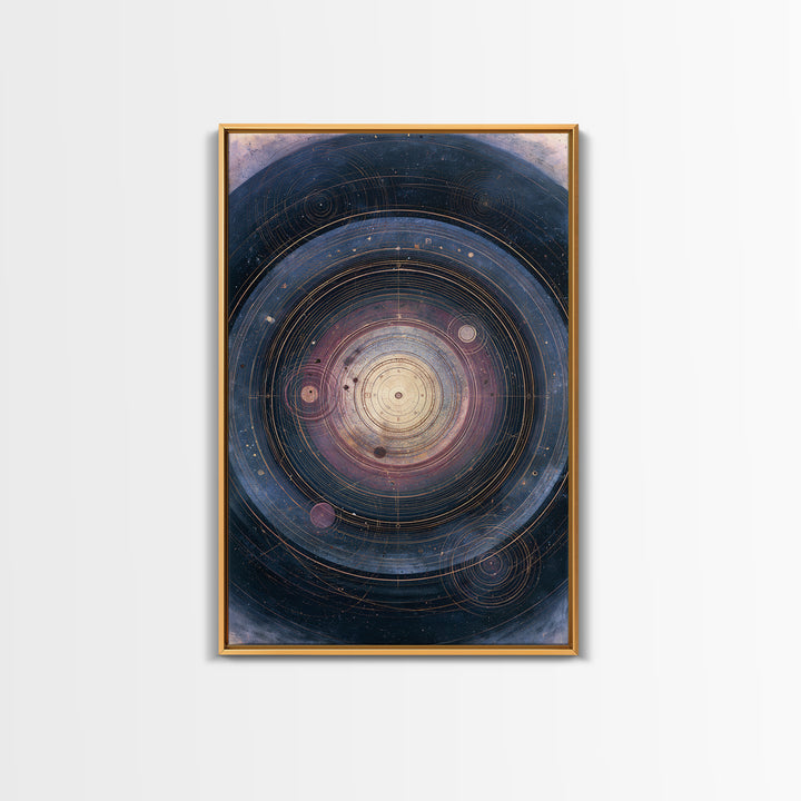 Planetary Rings Made of Ice and Light Framed Canvas Print, Space Art, Oil Painting, Spa Decor, Watercolor Art, Serenity, SAR-2x3-74
