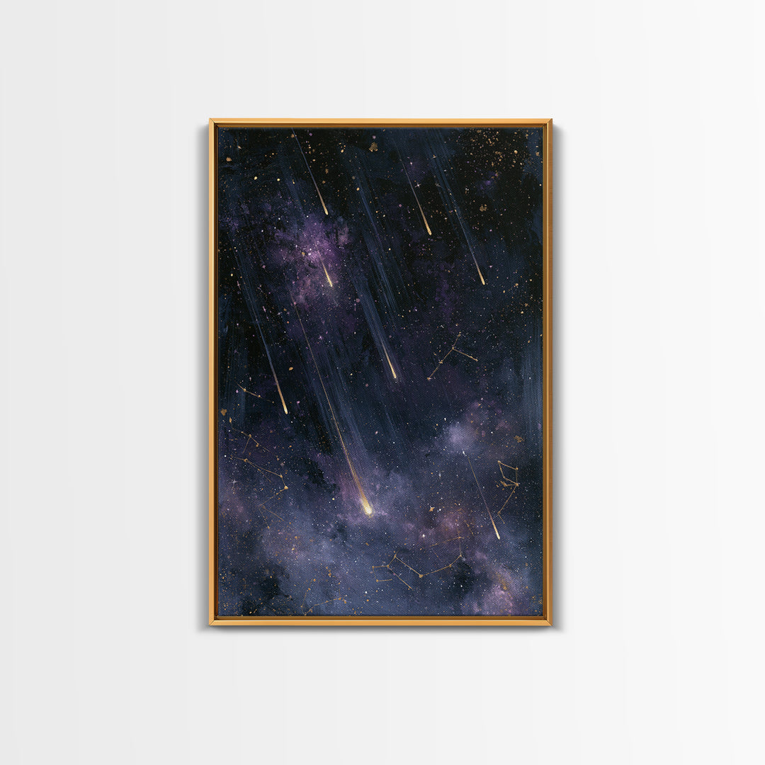 Meteor Shower over Black Sky Canvas Print, Space Art, Living Room Wall Art, Spa Decor, Fine Art, Serenity, Luxury Decor, SAR-2x3-79