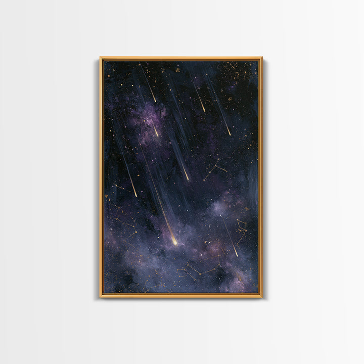 Meteor Shower over Black Sky Canvas Print, Space Art, Living Room Wall Art, Spa Decor, Fine Art, Serenity, Luxury Decor, SAR-2x3-79