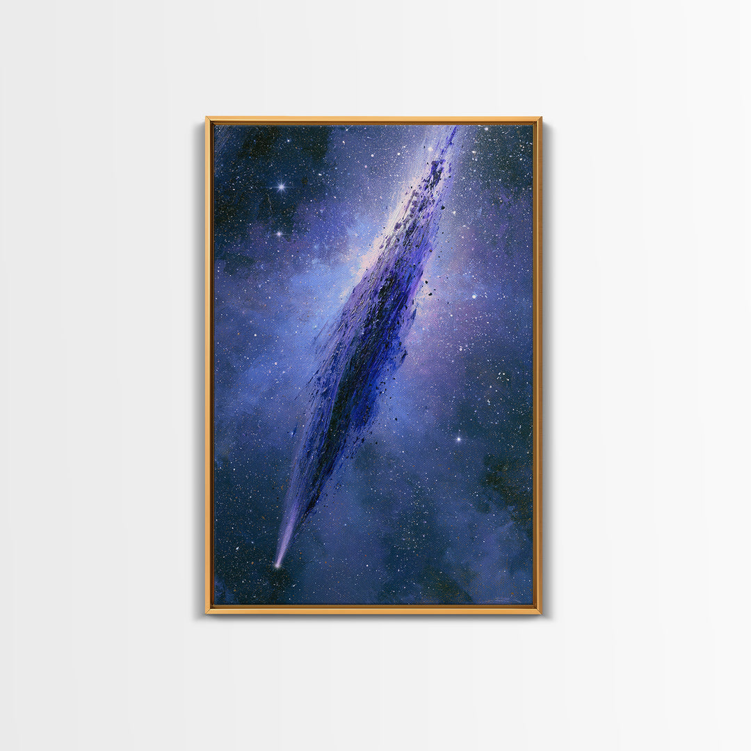Comet Streaking Through Violet Darkness Canvas Print, Space Art, Spa Decor, Abstract Art, Serenity, Minimalist Wall Art, SAR-2x3-86