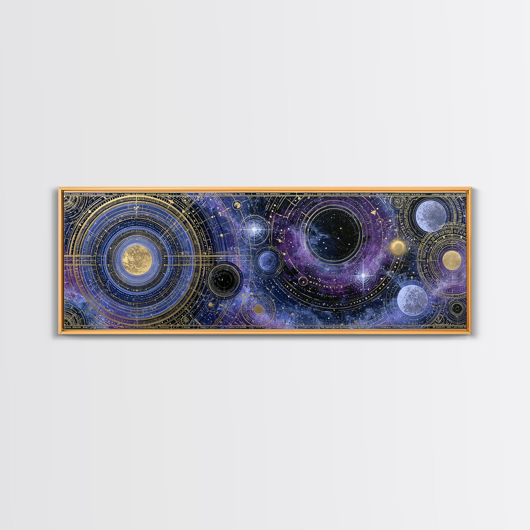 Solar System Arrangement Canvas Print, Space Art, Abstract Painting, Spa Decor, Fine Art, Serenity, Minimalist Decor, SAR-3x1-20