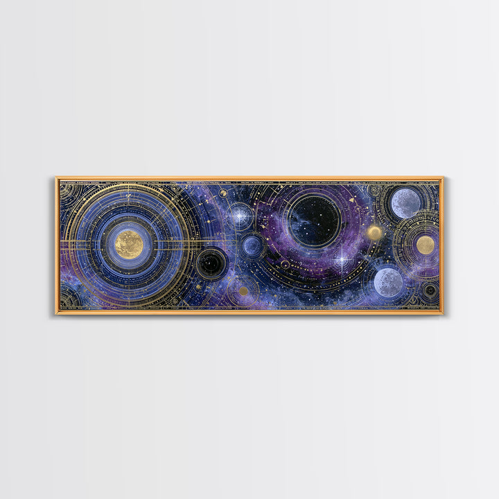 Solar System Arrangement Canvas Print, Space Art, Abstract Painting, Spa Decor, Fine Art, Serenity, Minimalist Decor, SAR-3x1-20