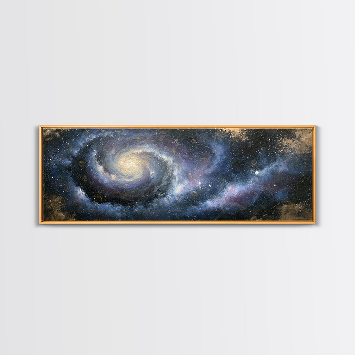 Galaxy Spiral in Jewel Tone Paint Framed Canvas Print, Space Art, Luxury Decor, Spa Decor, Fine Art, Serenity, Room Decor, SAR-3x1-7