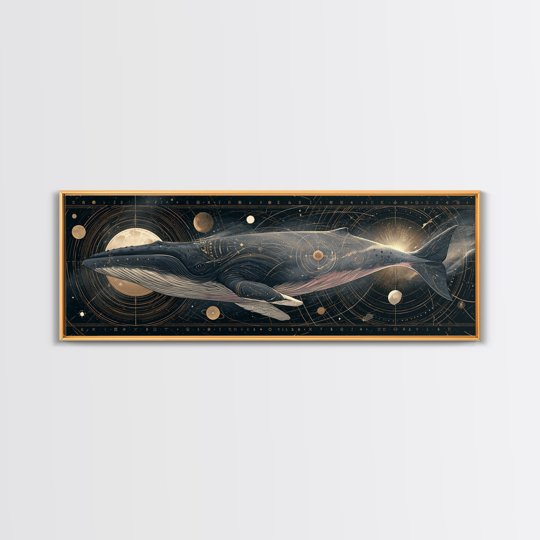 Space Whale Swimming Through Star Dust Canvas Print, Space Art, Wall Decor, Spa Decor, Fine Art, Serenity, Large Wall Art, SAR-3x1-96