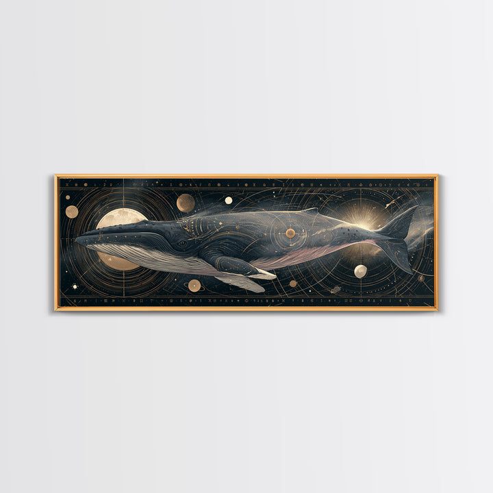 Space Whale Swimming Through Star Dust Canvas Print, Space Art, Wall Decor, Spa Decor, Fine Art, Serenity, Large Wall Art, SAR-3x1-96