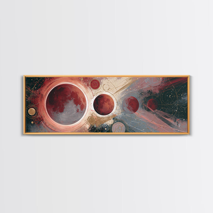 Lunar Eclipse in Deep Red Tones Framed Canvas Print, Space Art, Canvas Wall Art, Spa Decor, Fine Art, Serenity, Gallery Decor, SAR-3x1-99