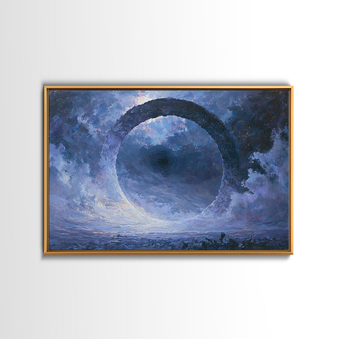 Black Hole with Radiant Accretion Ring Framed Canvas Print, Space Art, Room Decor, Spa Decor, Fine Art, Serenity, Printable Art, SAR-3x2-35