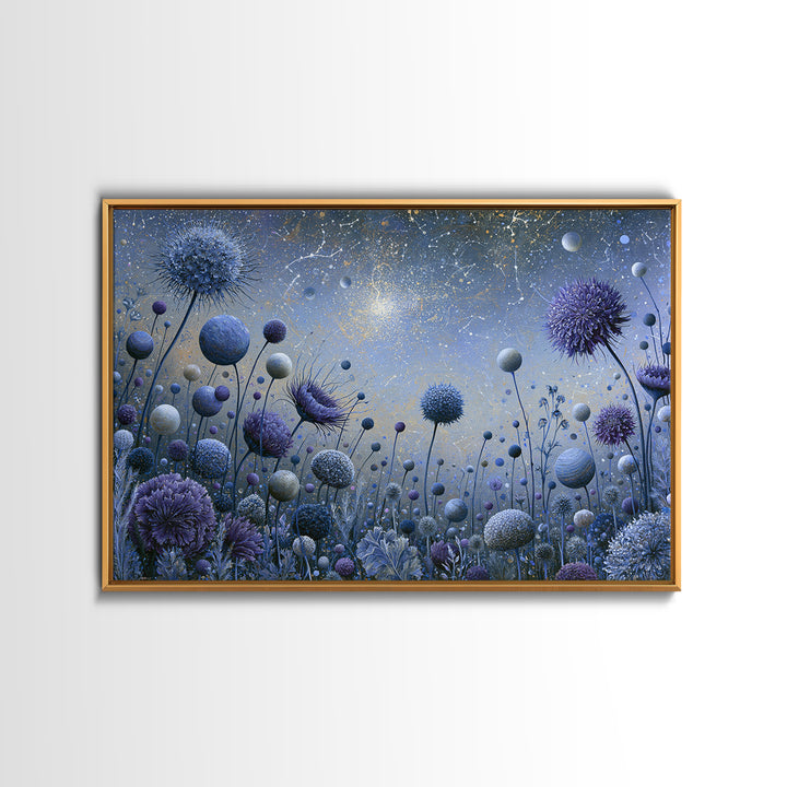 Cosmic Garden with Planets as Flowers Framed Canvas Print, Space Art, Luxury Decor, Spa Decor, Fine Art, Serenity, Room Decor, SAR-3x2-41