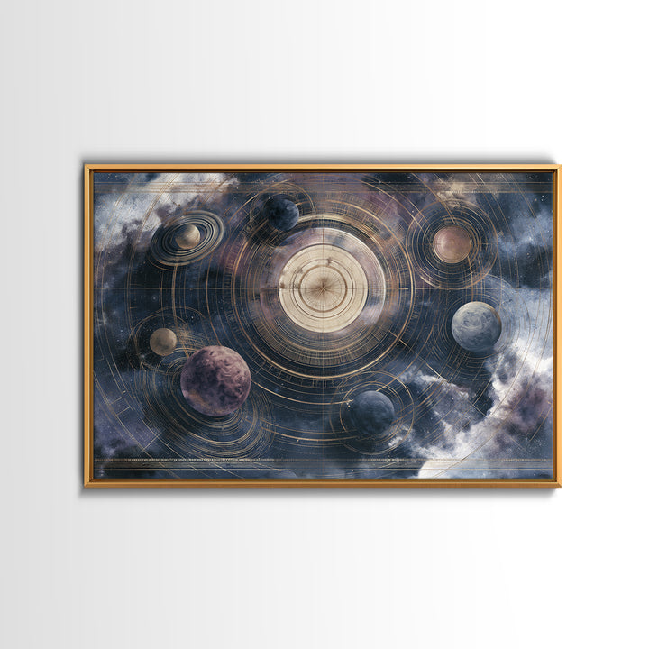 Solar System Arrangement Canvas Print, Space Art, Painting, Spa Decor, Fine Art, Serenity, Canvas Wall Art, Abstract Art, SAR-3x2-56
