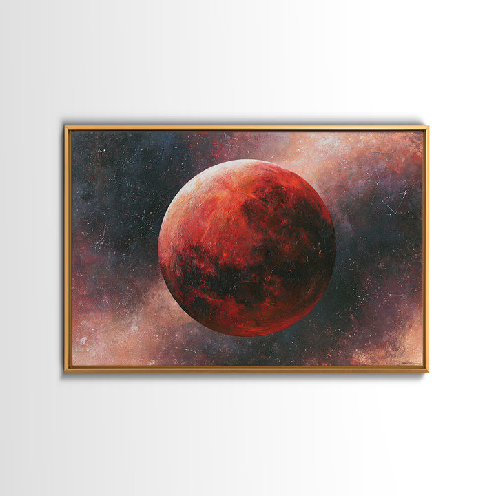 Lunar Eclipse in Deep Red Tones Framed Canvas Print, Space Art, Fine Art Print, Spa Decor, Fine Art, Serenity, Wall Decor, SAR-3x2-63