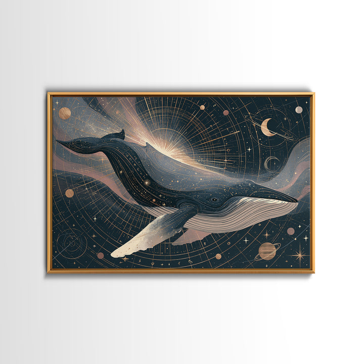 Space Whale Swimming Through Star Dust Canvas Print, Space Art, Canvas, Spa Decor, Fine Art, Serenity, Living Room Wall Art, SAR-3x2-84