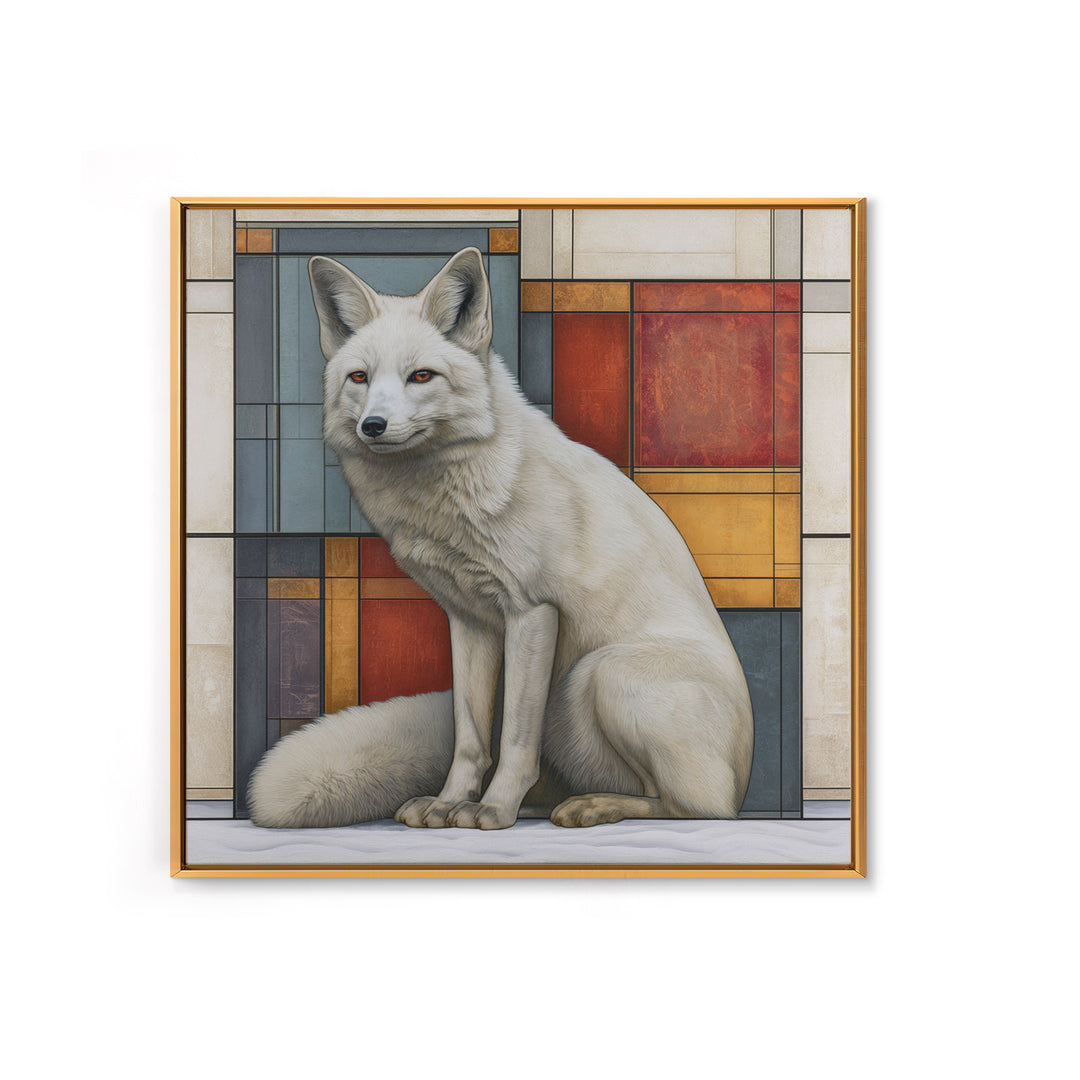 White Fox in Quiet Snow Framed Canvas Print, Scandinavian Art, Wall Decor, Living Room Decor, Fine Art, Nordic, Canvas Art, SCA-1x1-12