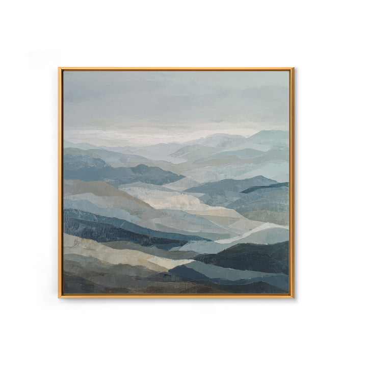 Minimal Fjord Landscape Framed Canvas Print, Scandinavian Art, Living Room Wall Art, Living Room Decor, Oil Painting, Nordic, SCA-1x1-2