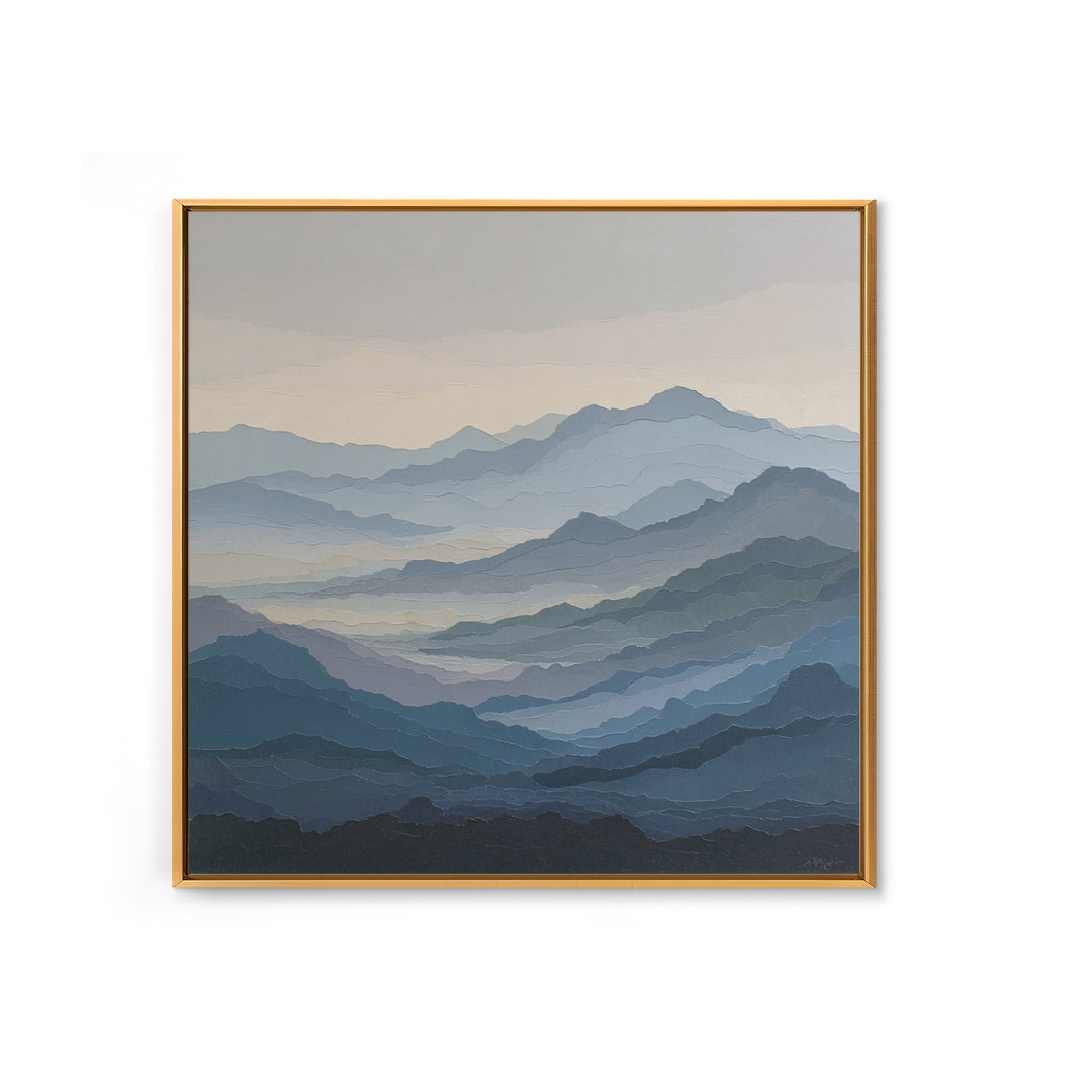 Muted Mountain Layers Framed Canvas Print, Scandinavian Art, Gallery Decor, Living Room Decor, Fine Art, Nordic, Home Decor, SCA-1x1-32