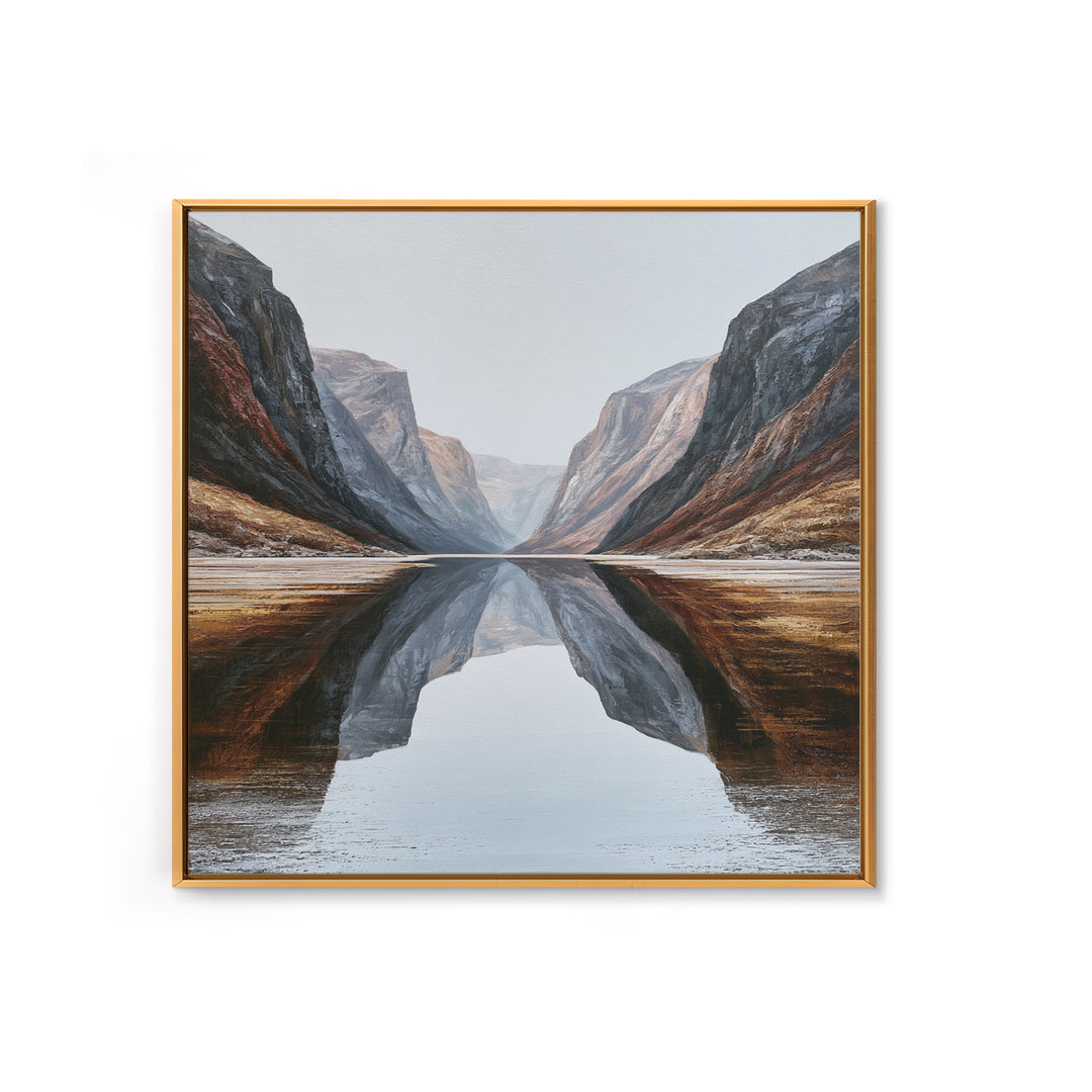 Minimal Fjord Landscape Canvas Print, Scandinavian Art, Neutral Decor, Living Room Decor, Fine Art, Nordic, Wall Decor, SCA-1x1-50