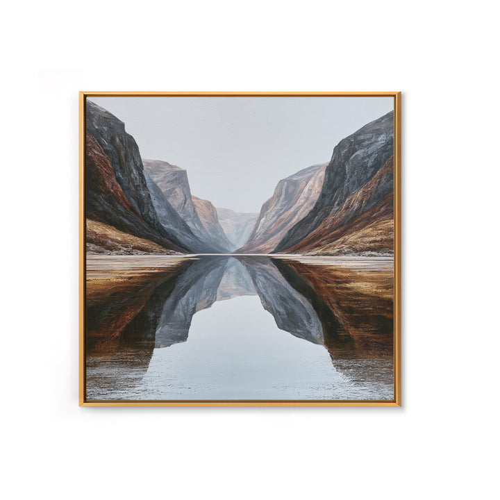 Minimal Fjord Landscape Canvas Print, Scandinavian Art, Neutral Decor, Living Room Decor, Fine Art, Nordic, Wall Decor, SCA-1x1-50