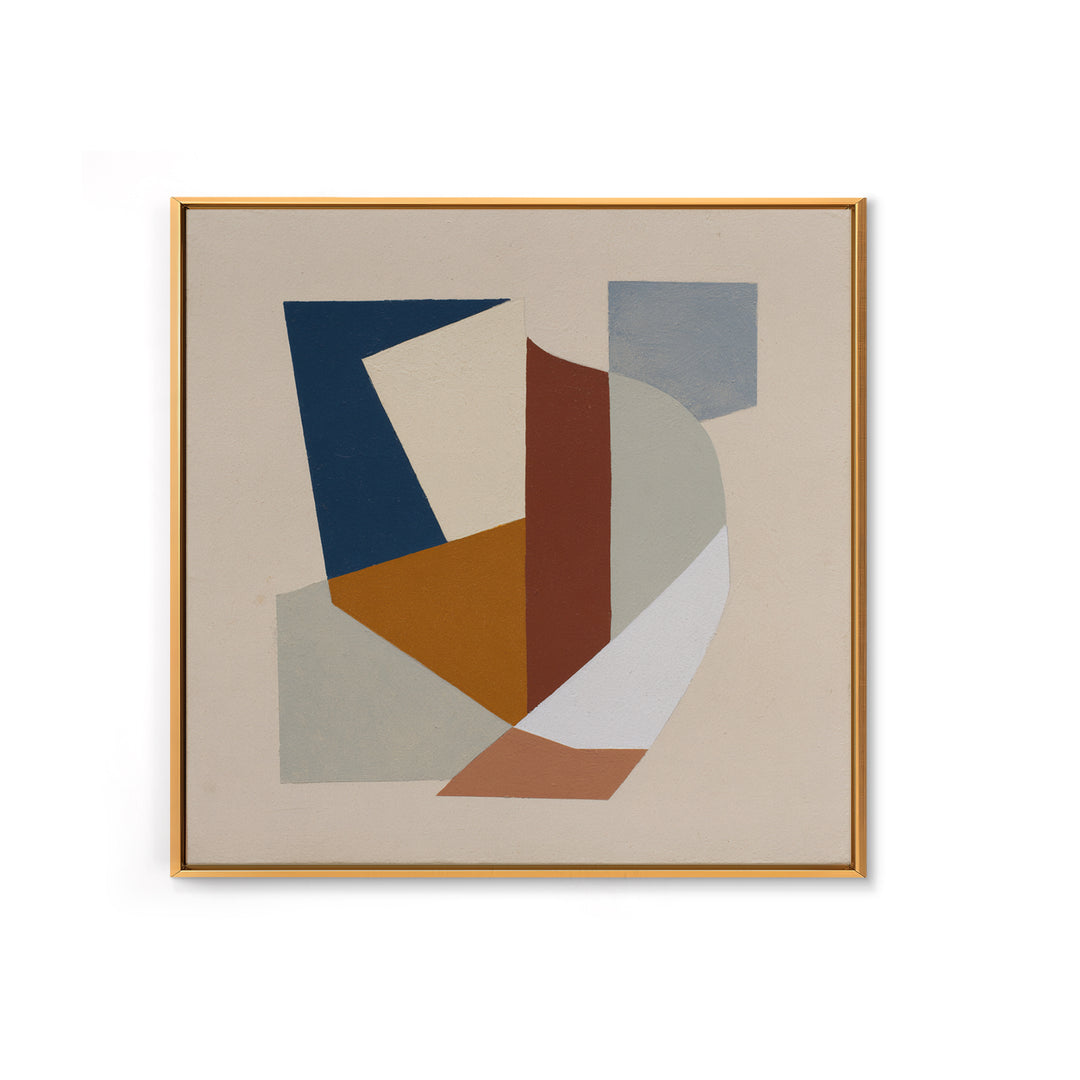 Soft Beige Geometric Abstraction Framed Canvas Print, Scandinavian Art, Gallery Decor, Living Room Decor, Abstract Art, Nordic, SCA-1x1-51