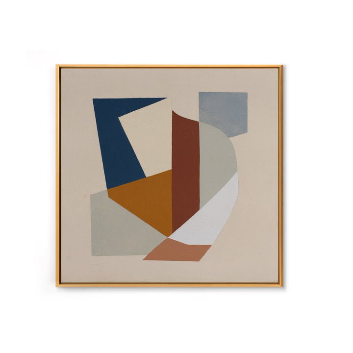 Soft Beige Geometric Abstraction Framed Canvas Print, Scandinavian Art, Gallery Decor, Living Room Decor, Abstract Art, Nordic, SCA-1x1-51