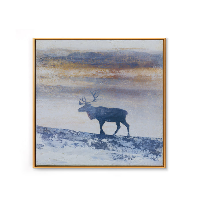 Reindeer Silhouette in Snowy Landscape Canvas Print, Scandinavian Art, Modern Decor, Living Room Decor, Fine Art, Nordic, SCA-1x1-54