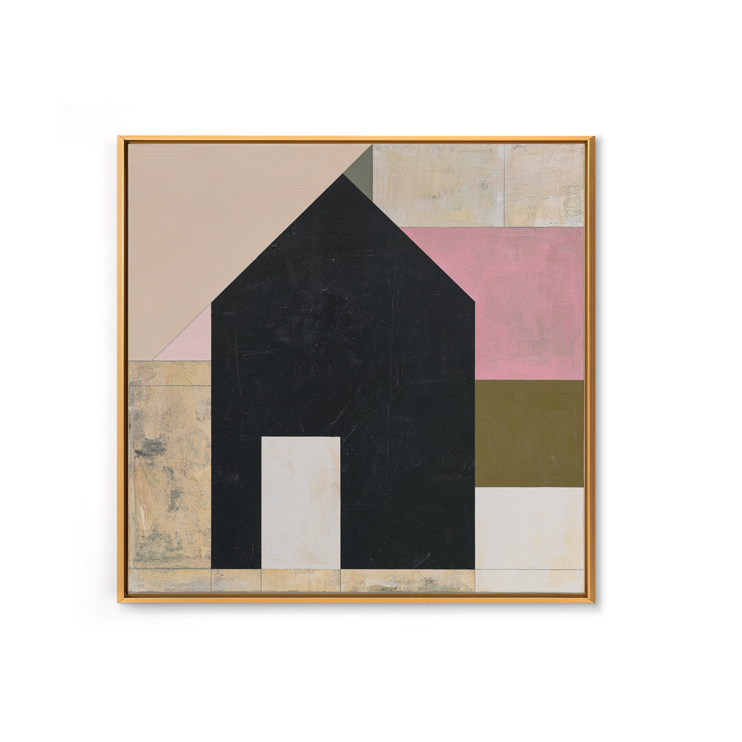 Simple Black House Shape Canvas Print, Scandinavian Art, Neutral Decor, Living Room Decor, Abstract Art, Nordic, Wall Decor, SCA-1x1-55