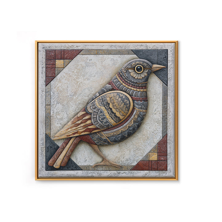 Nordic Folk Bird Canvas Print, Scandinavian Art, Modern Decor, Living Room Decor, Fine Art, Nordic, Wall Decor, Art Print, SCA-1x1-59