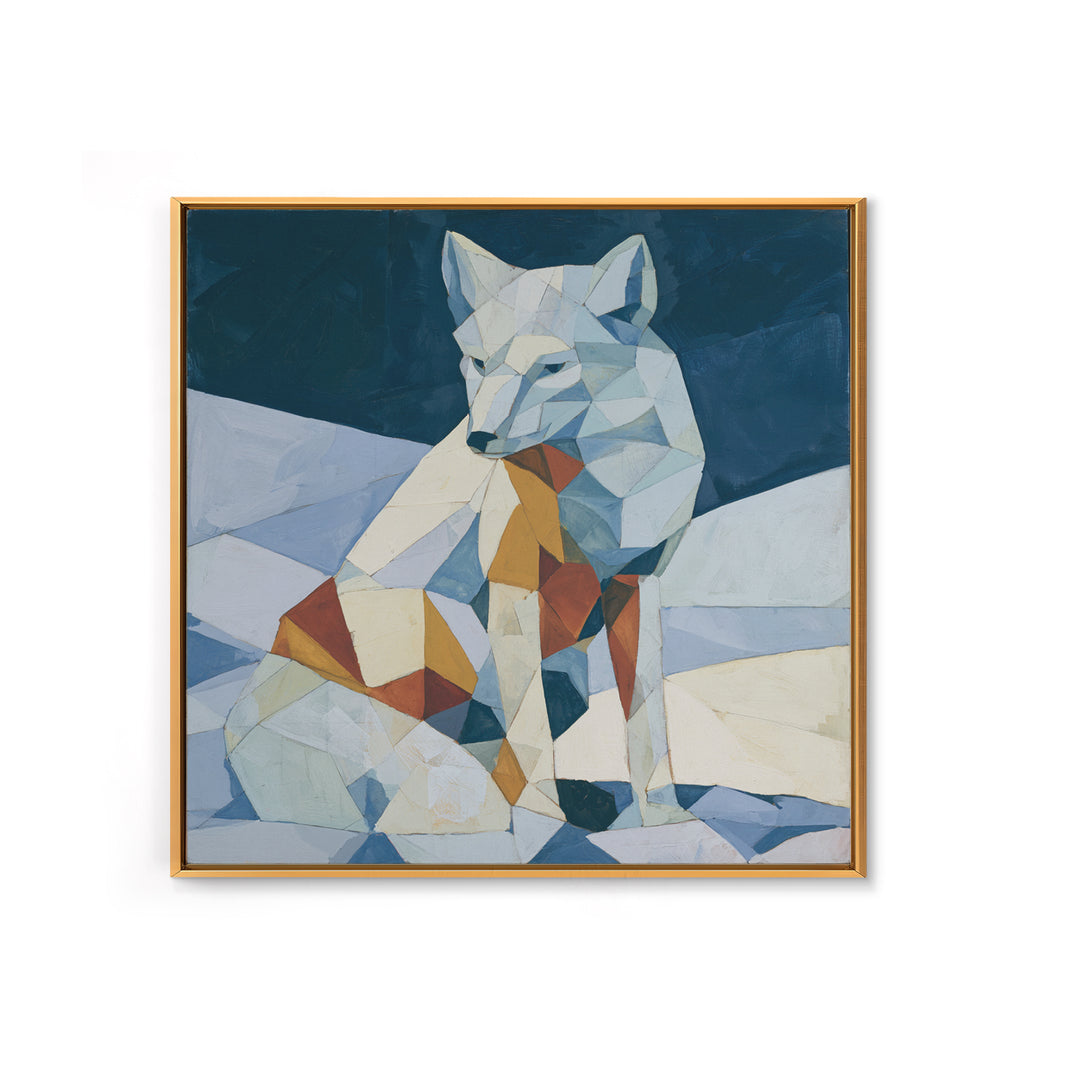 White Fox in Quiet Snow Canvas Print, Scandinavian Art, Boho Wall Art, Living Room Decor, Fine Art, Nordic, Modern Decor, SCA-1x1-60