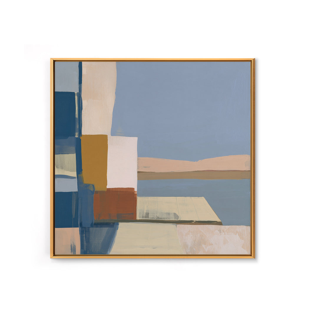 Calm Lake Dock Framed Canvas Print, Scandinavian Art, Fine Art Print, Living Room Decor, Oil Painting, Nordic, Printable, SCA-1x1-63