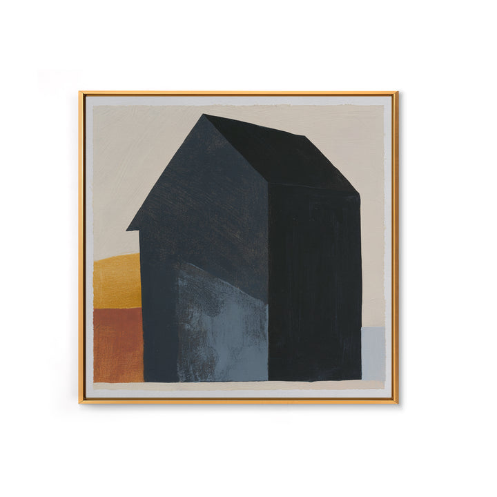 Simple Black House Shape Framed Canvas Print, Scandinavian Art, Abstract Art, Living Room Decor, Nordic, Abstract Painting, SCA-1x1-7