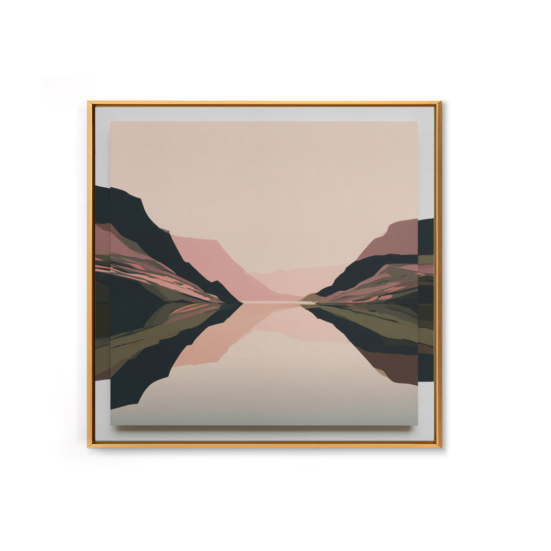 Minimal Fjord Landscape Framed Canvas Print, Scandinavian Art, Room Decor, Living Room Decor, Nordic, Mid Century Modern, SCA-1x1-74