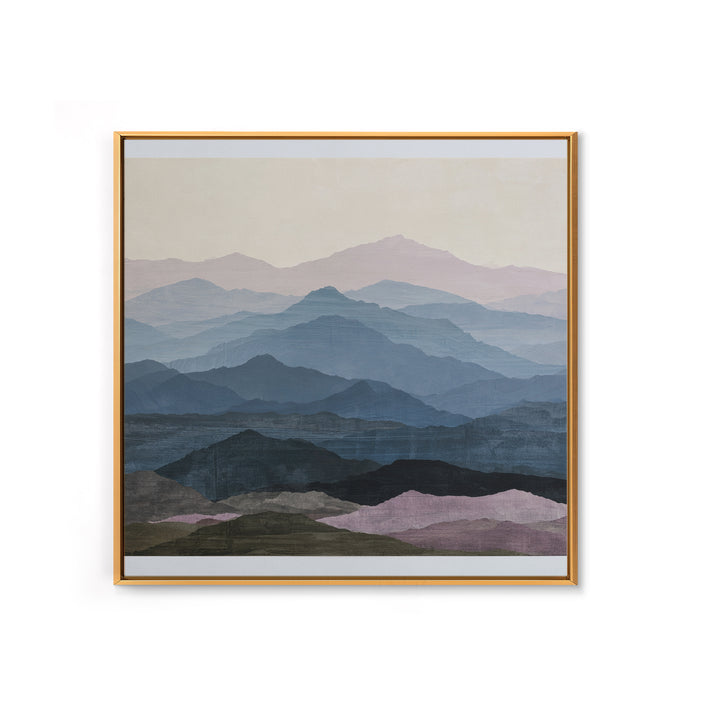Muted Mountain Layers Framed Canvas Print, Scandinavian Art, Statement Artwork, Living Room Decor, Fine Art, Nordic, Art Print, SCA-1x1-80