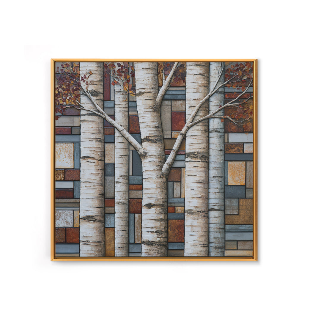 Birch Tree Trunks Canvas Print, Scandinavian Art, Minimalist Decor, Living Room Decor, Fine Art, Nordic, Oil Painting, SCA-1x1-9