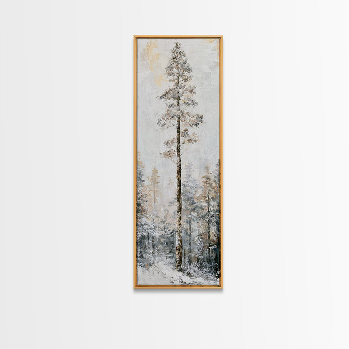 Snowy Nordic Forest Canvas Print, Scandinavian Art, Printable, Living Room Decor, Oil Painting, Nordic, Abstract Wall Art, SCA-1x3-13