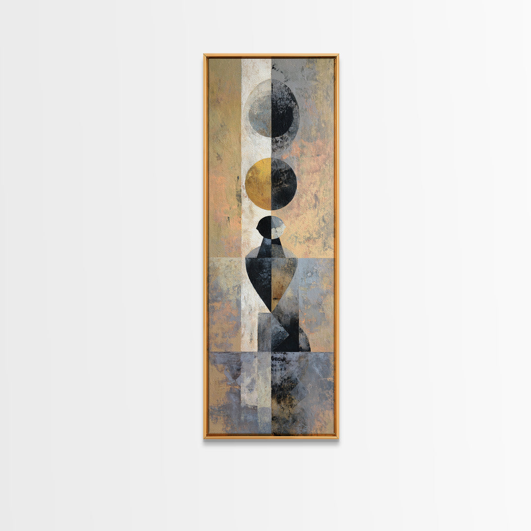 Soft Beige Geometric Abstraction Framed Canvas Print, Scandinavian Art, Modern Wall Art, Living Room Decor, Fine Art, Nordic, SCA-1x3-15