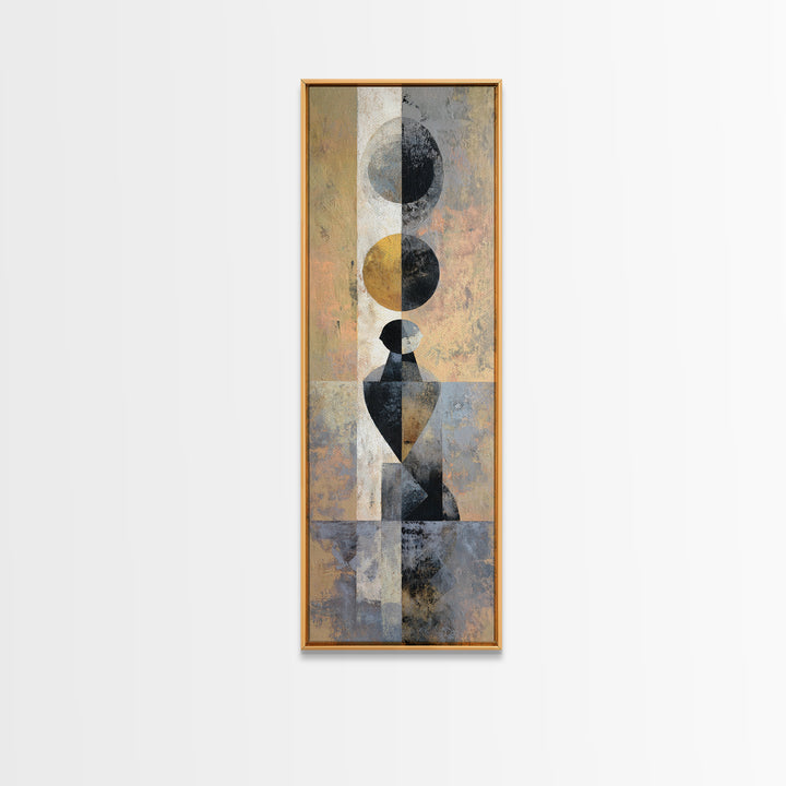 Soft Beige Geometric Abstraction Framed Canvas Print, Scandinavian Art, Modern Wall Art, Living Room Decor, Fine Art, Nordic, SCA-1x3-15